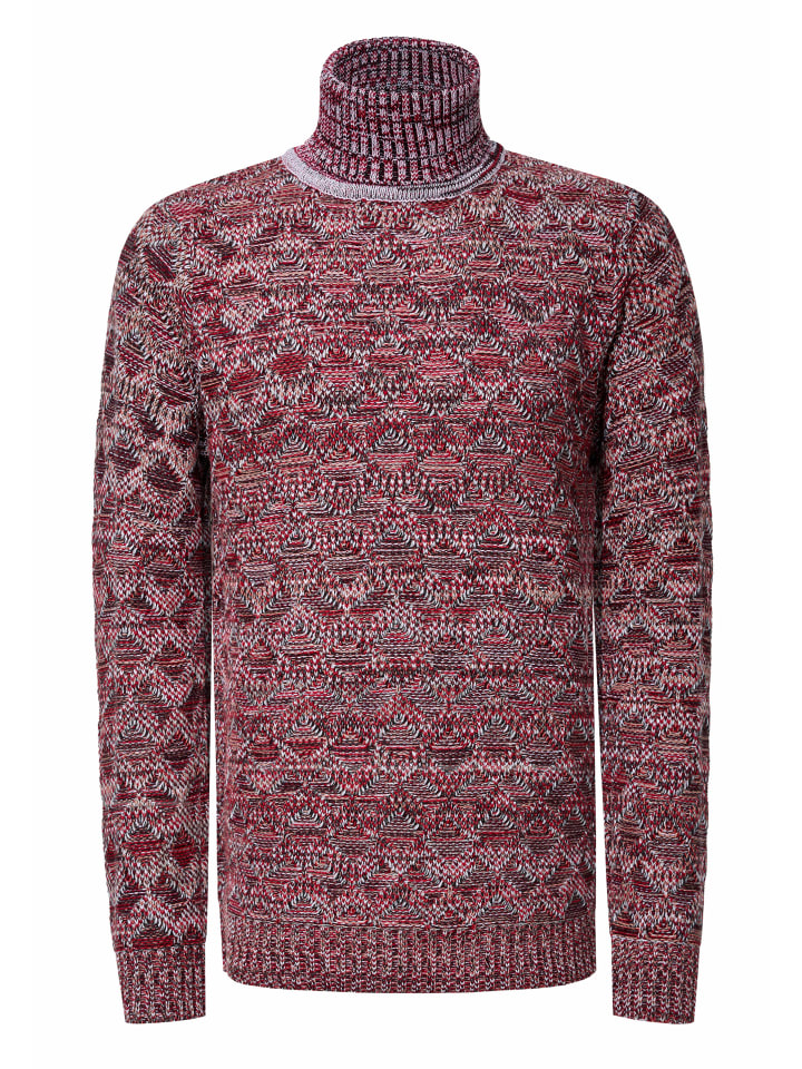 Kontrast Grobstrick Rollkragen-Pullover in Rot