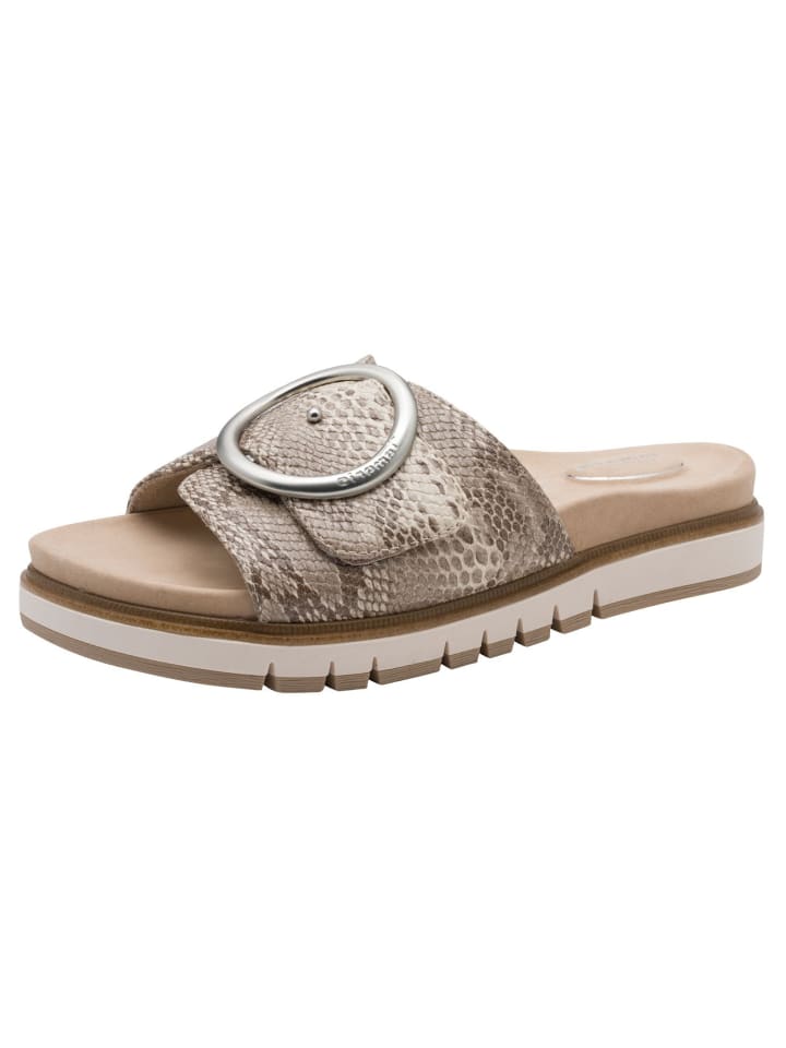 WIDE FIT Pantolette in BEIGE SNAKE