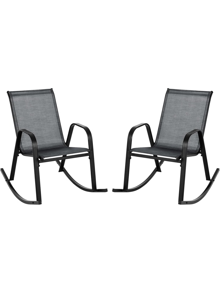 2er Set Schaukelstühle in Schwarz