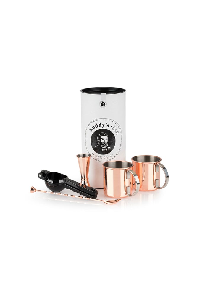 Cocktail Set 4 tlg. -MOSCOW MULE- in Kupfer, Maße: 9x12x10 cm
