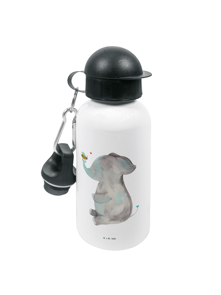 Trinkflasche Elefant Biene ohne Spruch in Weiß