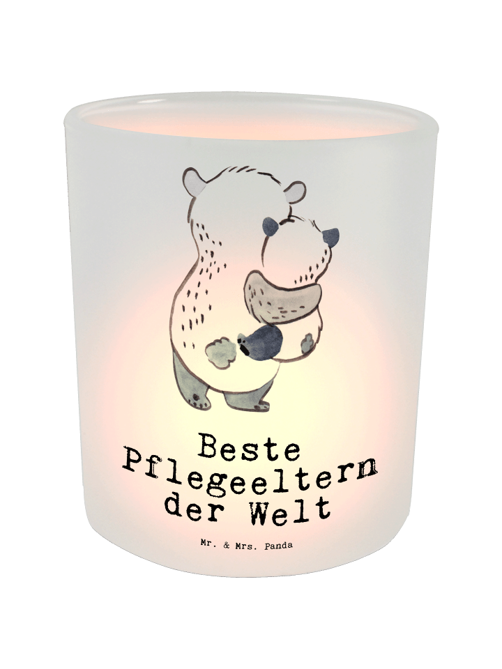 Kerzen Windlicht Panda Beste Pflegeeltern der W... in Transparent