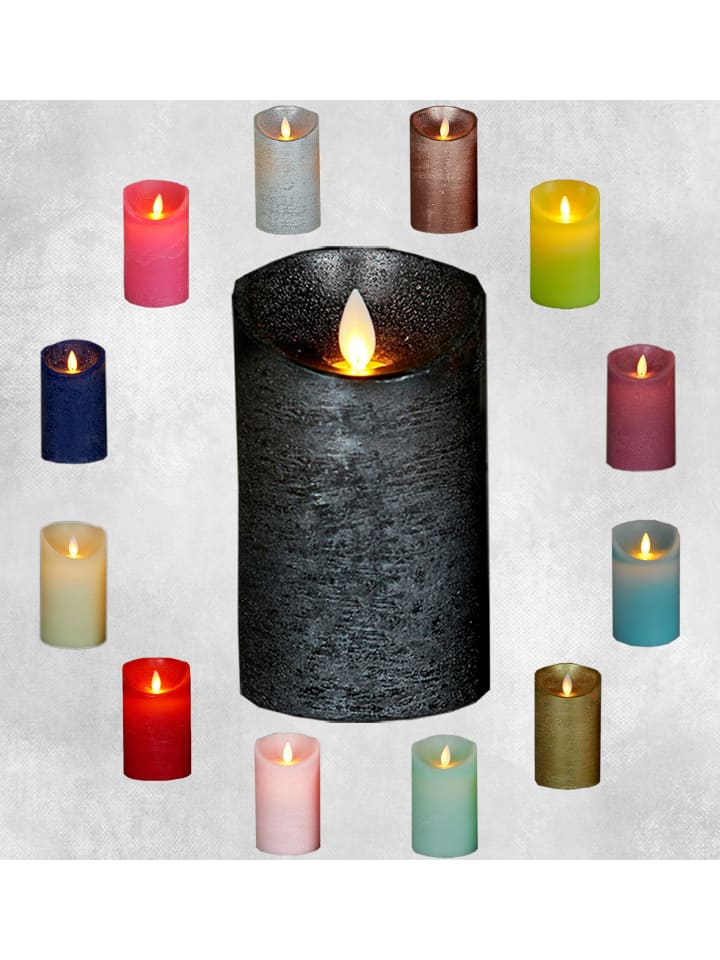 LED Echtwachskerze 10cm mit Timer in Anthrazit