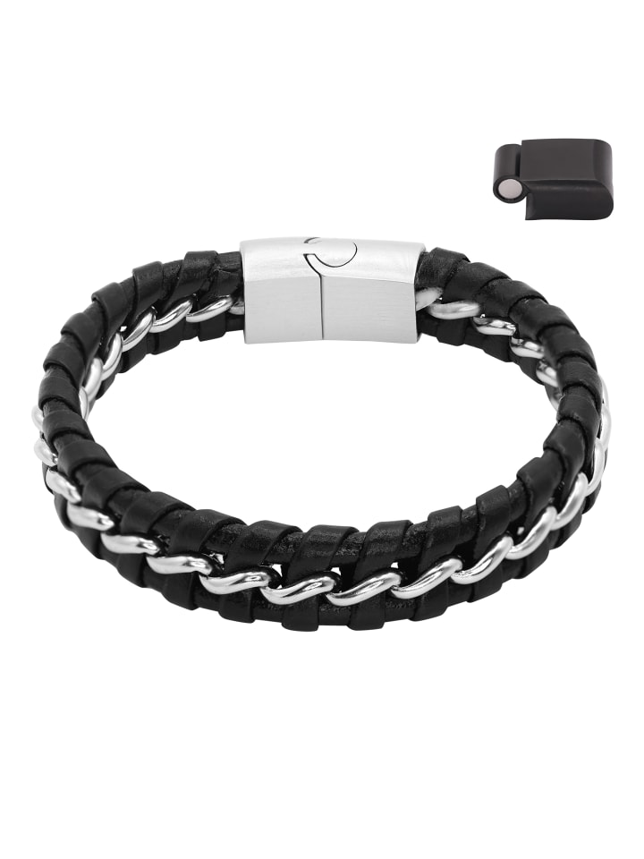 Herrenarmband Lederarmband Laurin in schwarz