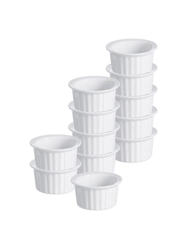 12er Set Auflaufformen Bianco in Weiß ø 10 cm