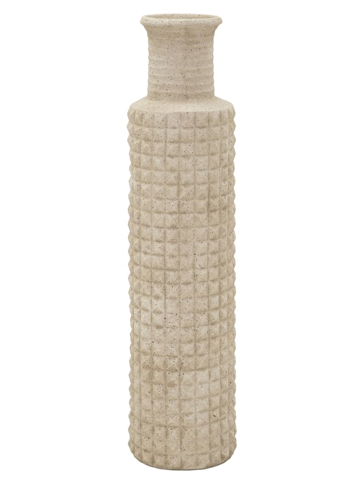 Beigefarbene Kunstharzvase für den Außenbereich, Ø 24,5 x 97 cm