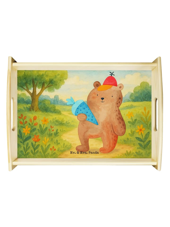 Servierbrett Bär Schultüte Design ohne Spruch in Weiß