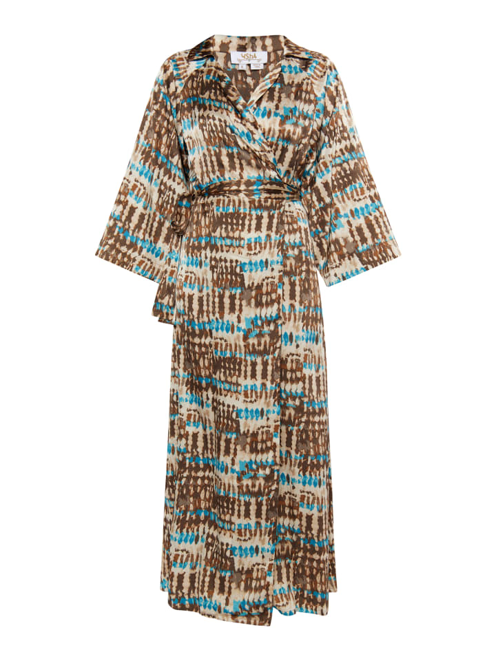 Damen Wickelkleid in Braun Mehrfarbig