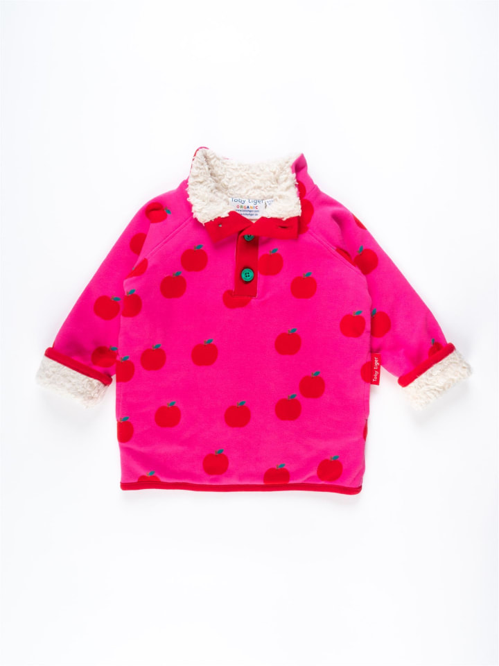 Sweatshirt mit Fleece gefüttert und Apfel Print in rosa