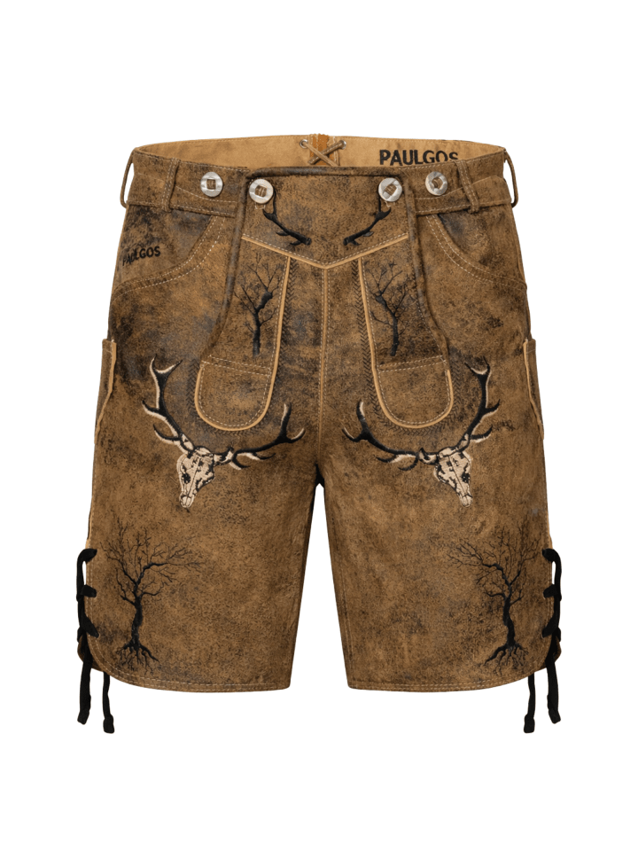 Lederhose Kurz Echtleder HK6 ANTIK in Whiskybraun