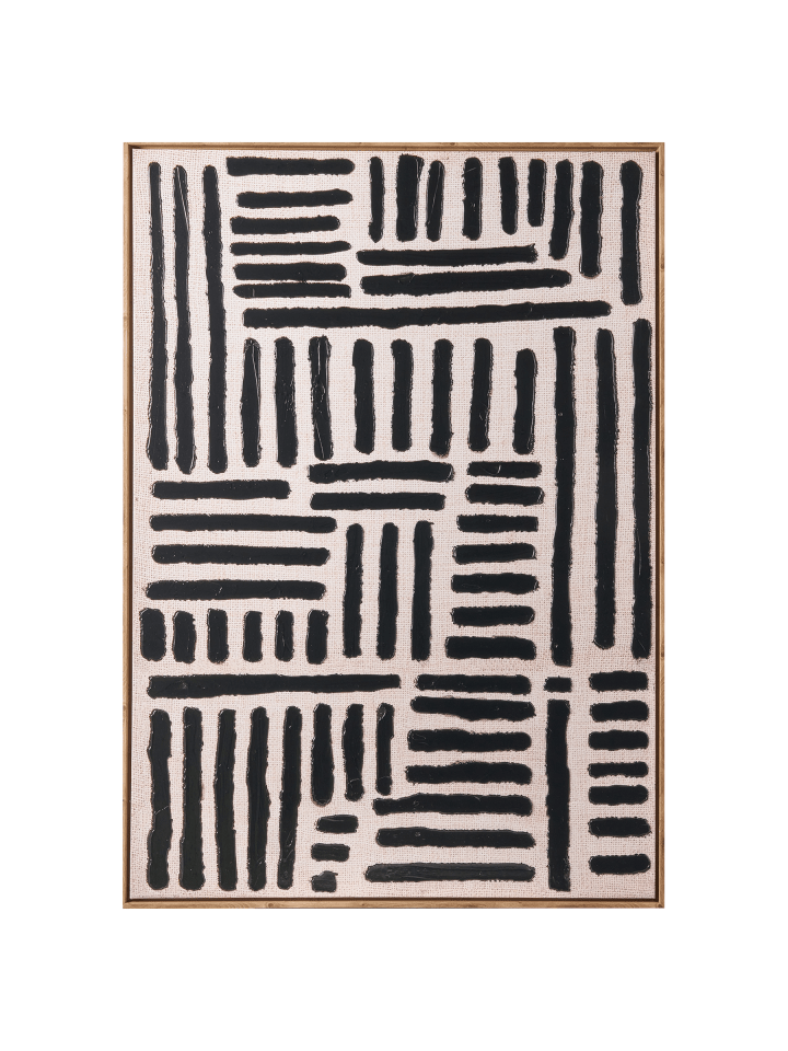 Wandbild mit Rahmen NAVAN in Schwarz/Weiß/Braun - (W) 73 x (H) 103 x (L) 4 cm