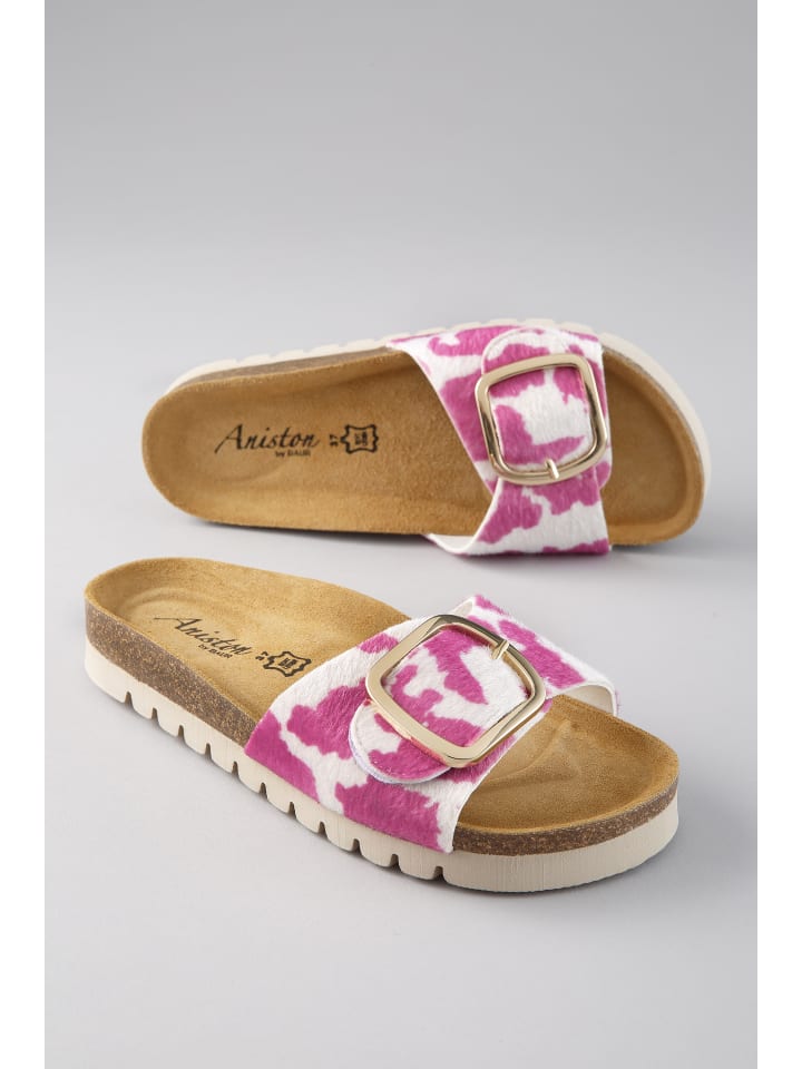 Pantolette in pink-weiß