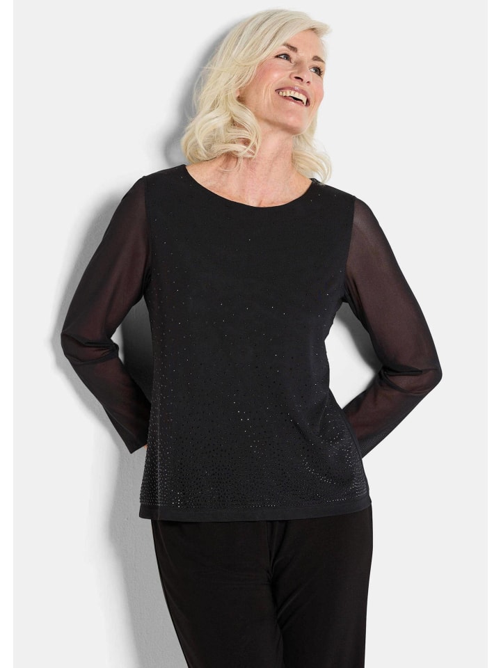 Blusenshirt mit Glitzersteinen in schwarz