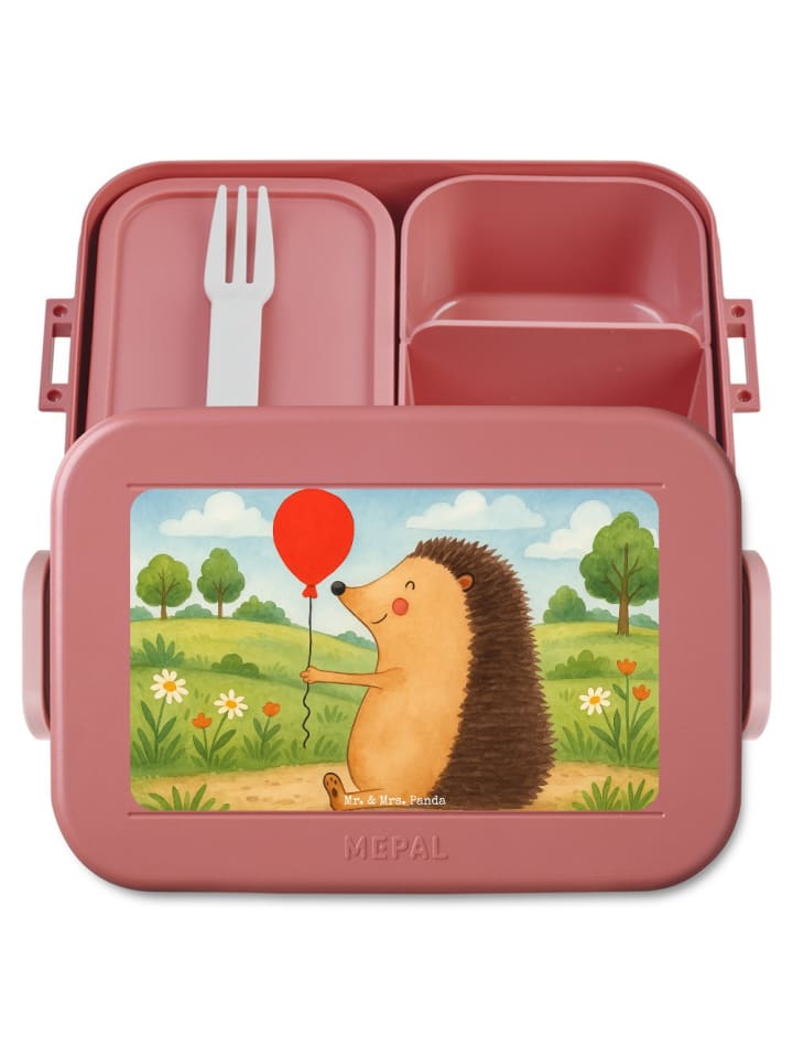 Bentobox Igel Luftballon Design ohne Spruch in Rot Pastell