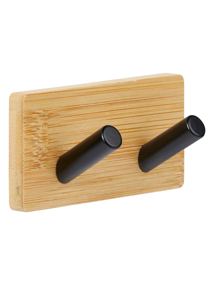 Selbstklebender Haken STIKY, 2 Haken in Schwarz, 9 x 4,5 cm