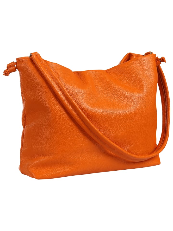 Toscanto Schultertasche, Beuteltasche Leder orange ca. 42cm