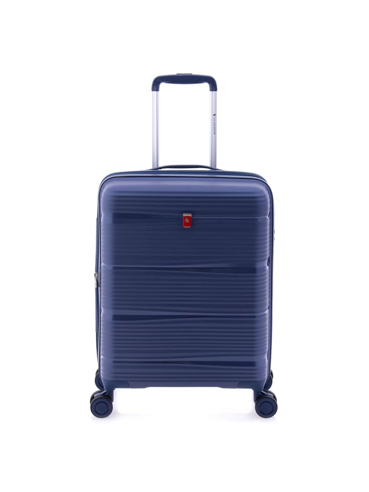 0800 4 Rollen Kabinentrolley 55 cm mit Dehnfalte blue
