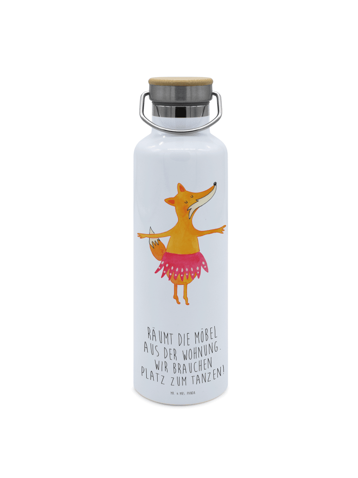 Trinkflasche Fuchs Ballerina mit Spruch in Weiß