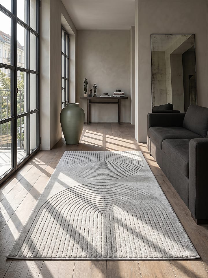 Läufer Geometrisch pflegeleicht Wohnzimmer Schlafzimmer Flur Esszimmer in Grau