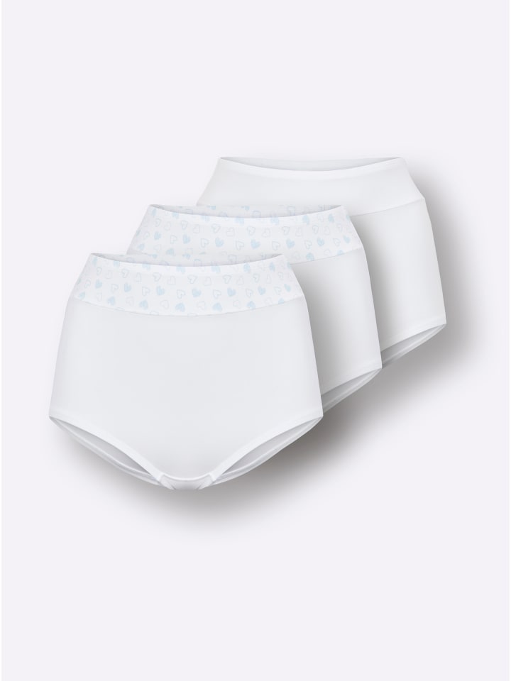 Taillenslip in 2x weiß-mint-bedruckt + 1x weiß