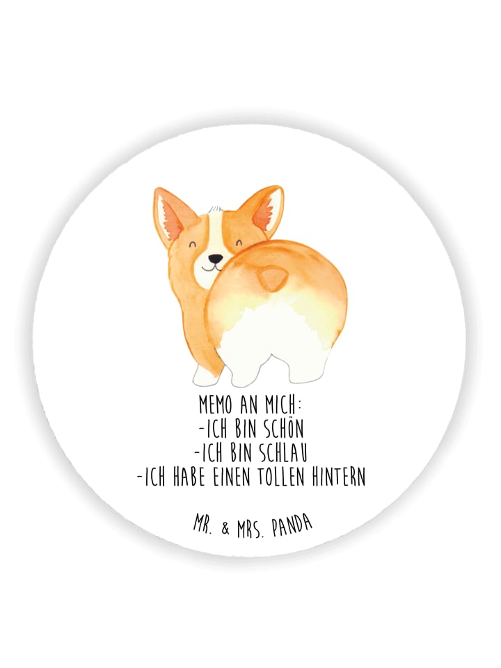 Magnet Corgi Po mit Spruch in Weiß