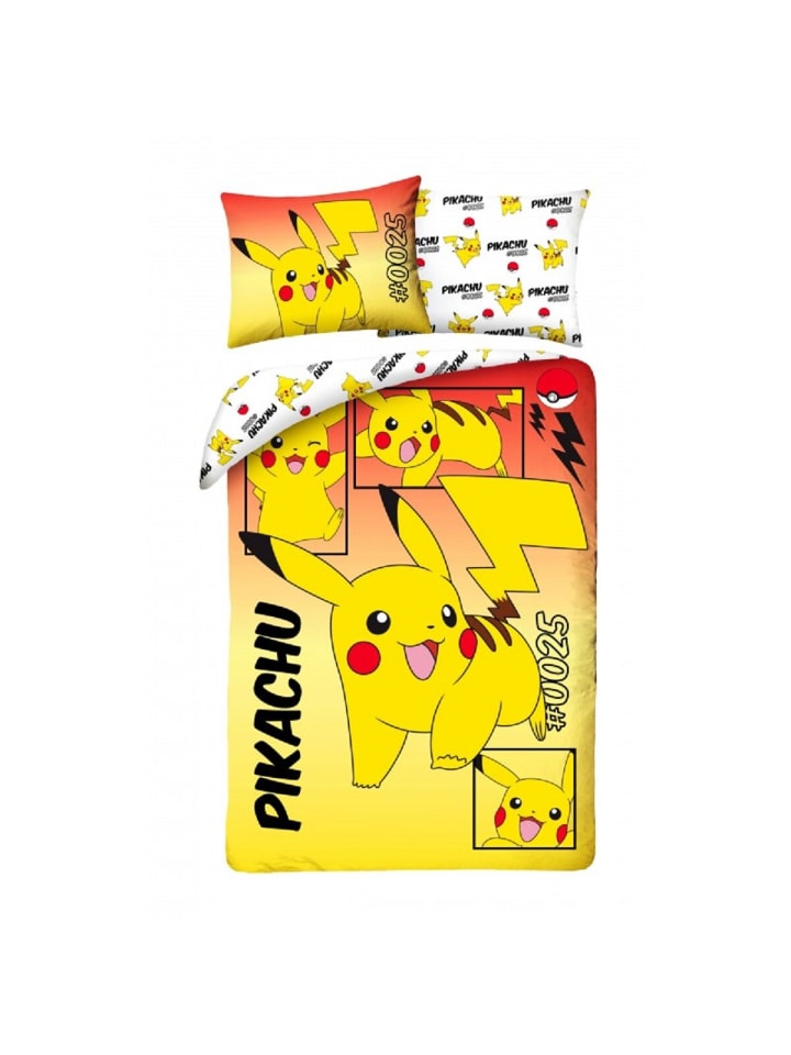 Pokémon Bettwäsche Set aus Baumwolle Bettdeckenbezug 140 × 200 cm in Gelb