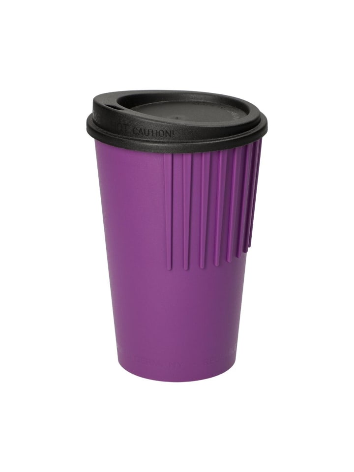 Riffel-Kaffeebecher "ToGo" in brombeere/schwarz - 300 ml