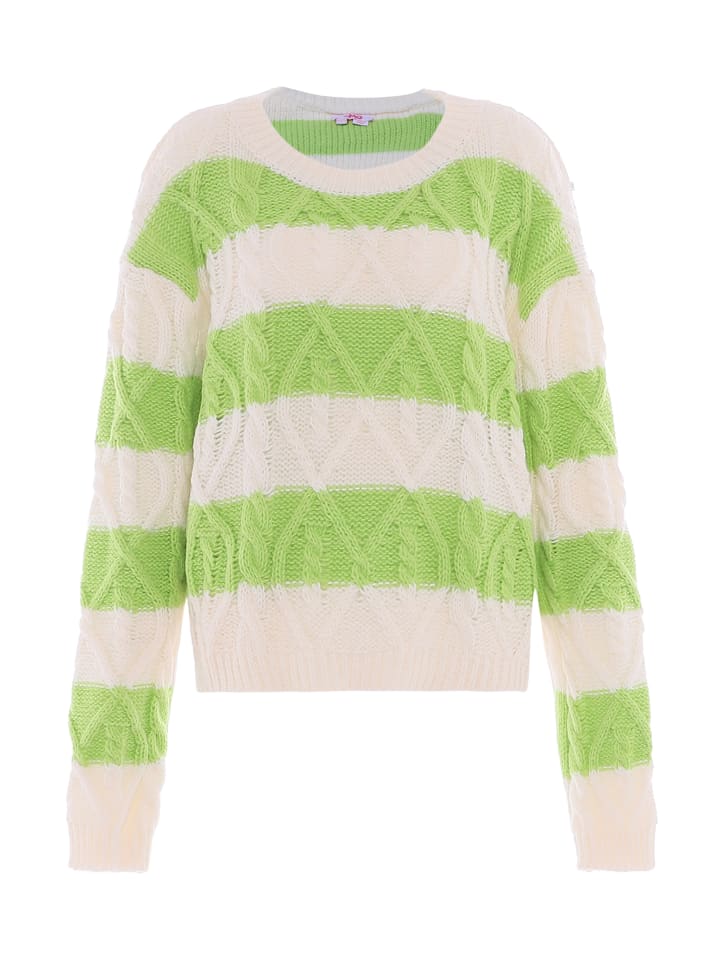 Damen Strickpullover in WOLLWEISS LIMETTE
