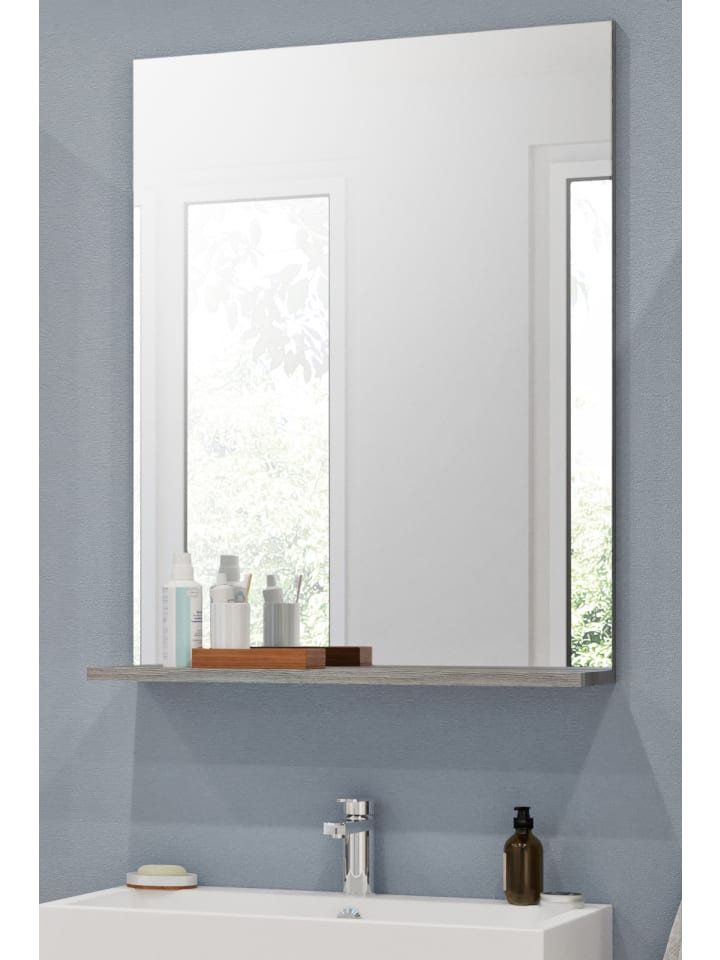 Spiegel grau 60/79 cm mit Ablage, Badezimmerspiegel