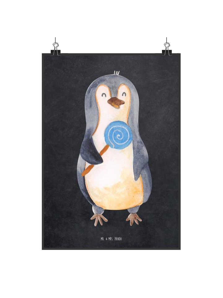 Poster Pinguin Lolli ohne Spruch in Kreidetafel