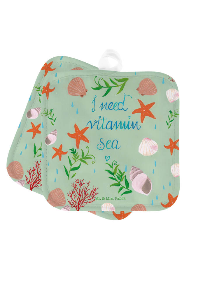 Topflappen Vitamin Sea mit Spruch in Bunt