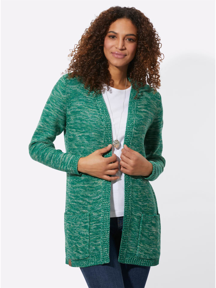 Strickjacke in grün-meliert