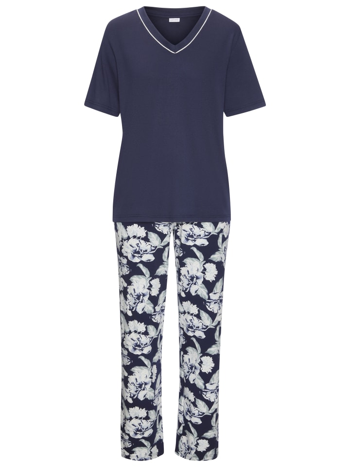 Pyjama in blau-geblümt