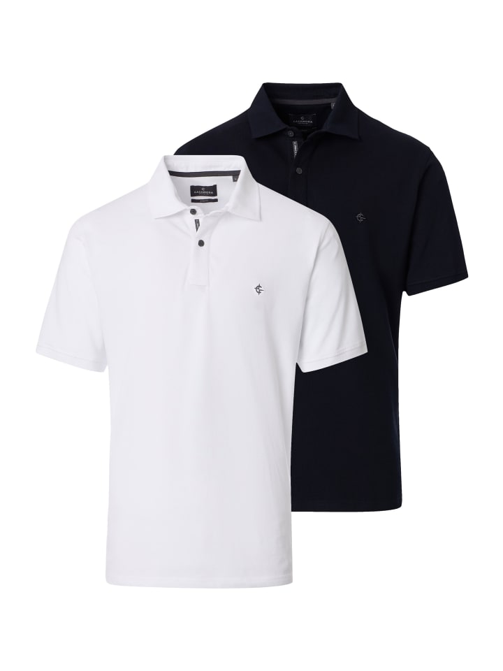 Poloshirt Basic in Weiß / dunkelblau