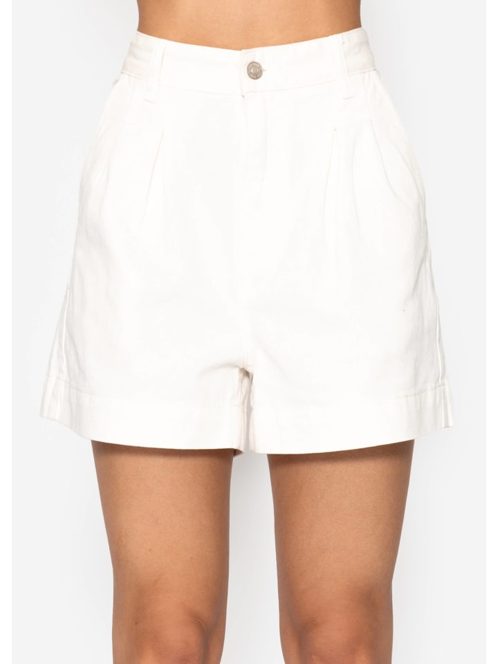 Weite High Waist Jeans Shorts in Offwhite