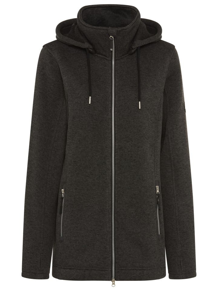 Strickfleecejacke in anthrazit melange