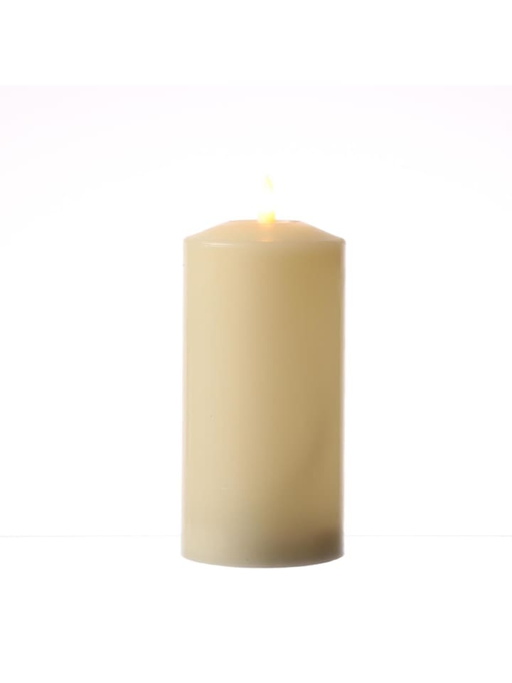 LED Kerze Echtwachs flackernd D: 7,5cm H: 17,5cm in creme