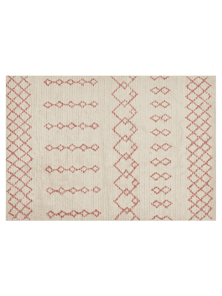 Kurzflor BUXAR in Beige/Rosa - (W) 140 x (H) 1.4 x (L) 200 cm