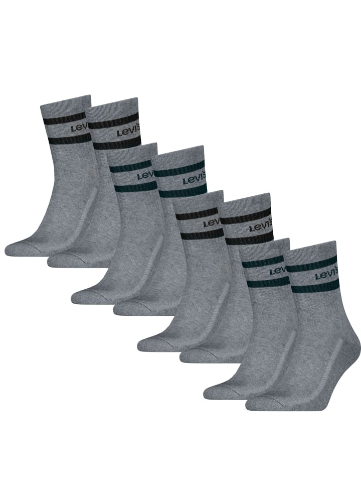 4 Paar Uni Short Cut Sport Stripe Socken in Grau