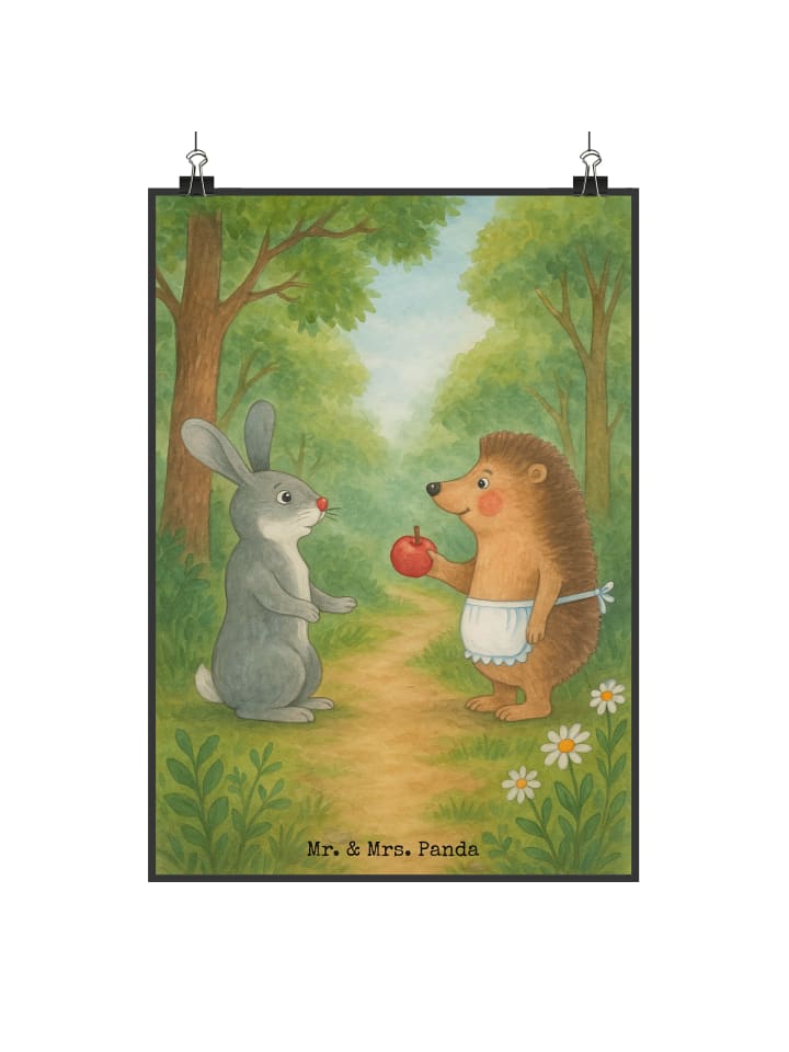 Poster Hase Igel Design ohne Spruch in Weiß