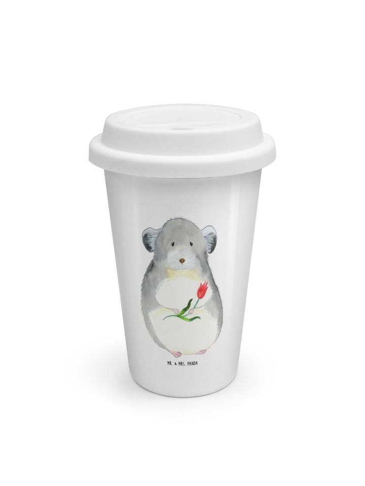 Thermobecher To Go Chinchilla Blume ohne Spruch in Weiß