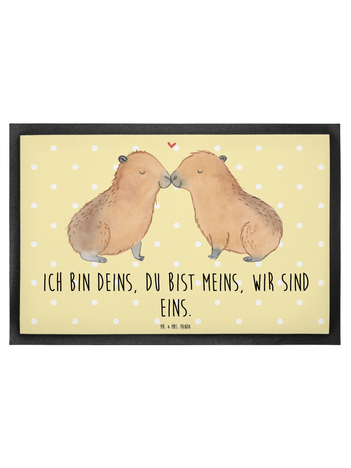 Sauberlaufmatte Capybara Liebe mit Spruch in Gelb Pastell