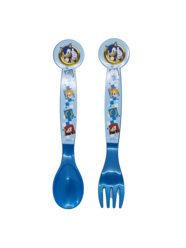 Sonic the Hedgehog Kinderbesteck Löffel und Gabel für Kinder in Blau