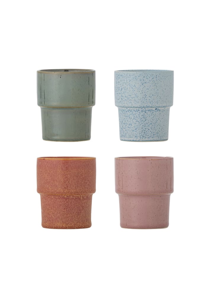 Stapelbarer Steingut Becher Ewan 4er-Set in rose