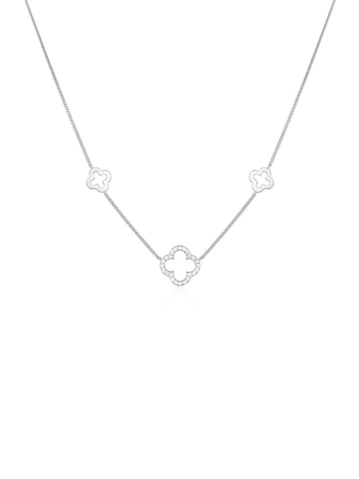 Halskette 925 Sterling Silber Kleeblatt in Silber