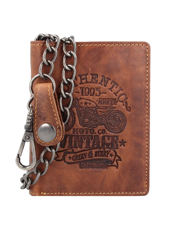 Vintage Cafe-Racer Geldbörse RFID Leder 9,5 cm braun