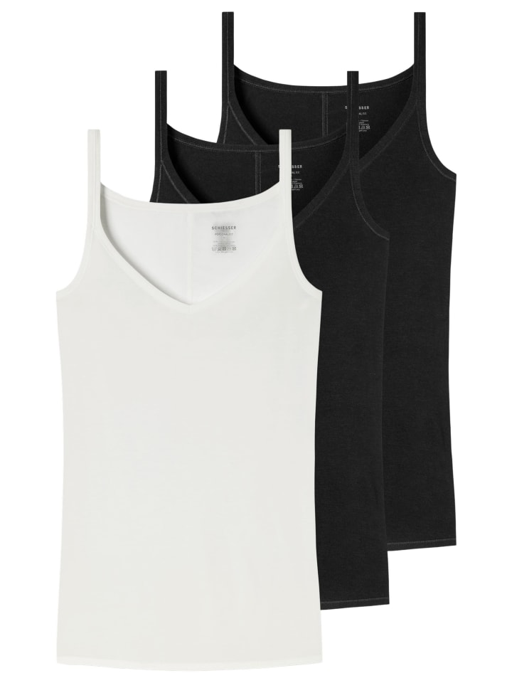 Spaghetti Top Personal Fit in Schwarz / creme