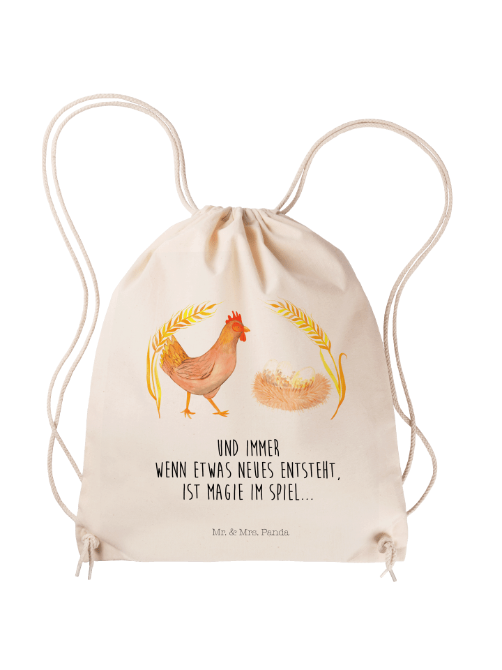 Jutebeutel Huhn Stolz mit Spruch in Creme