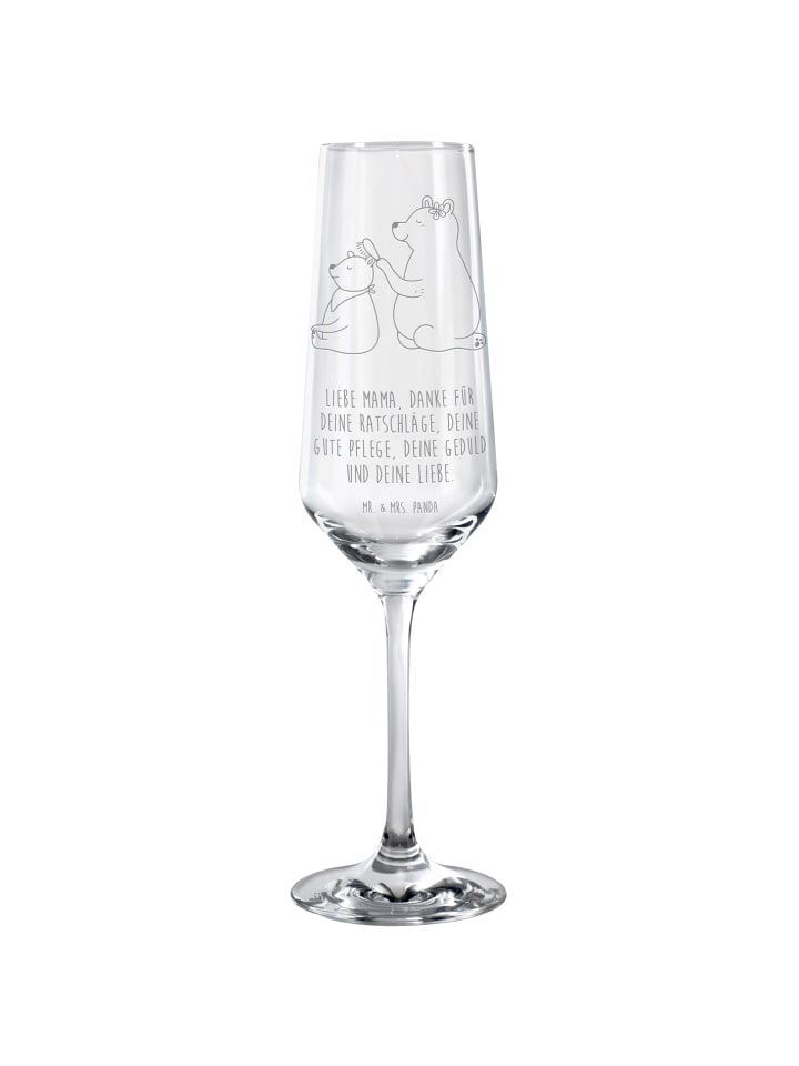 Champagnerglas Bär Kind mit Spruch in Transparent