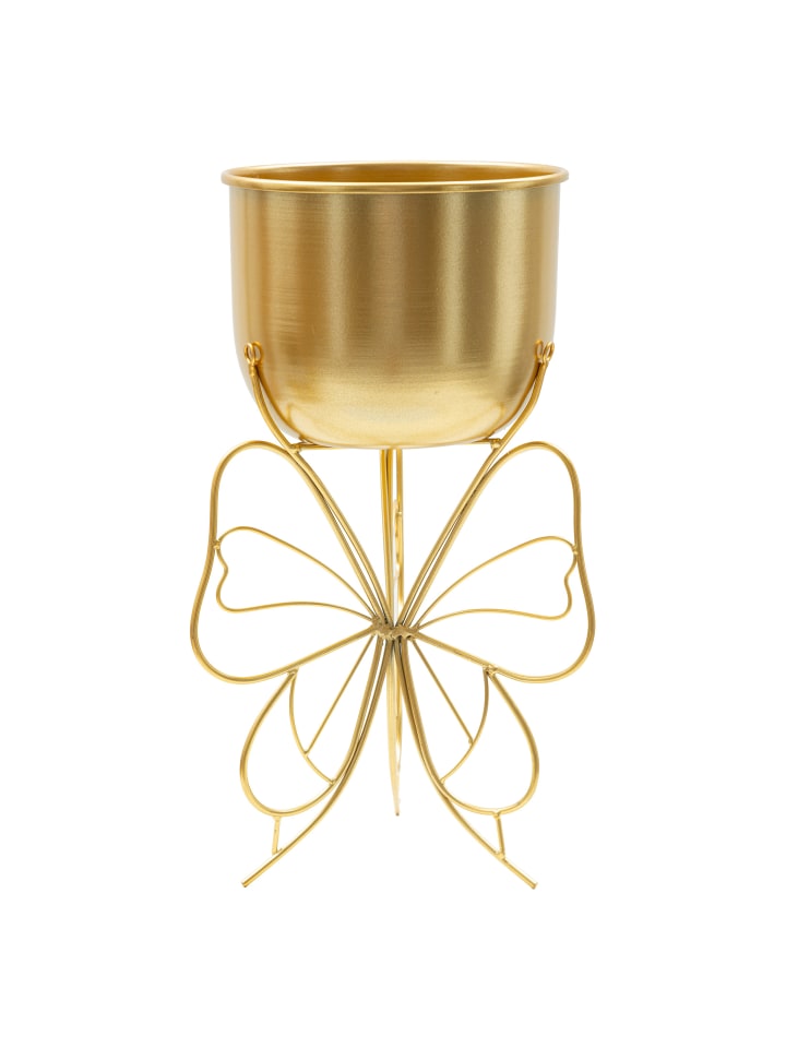 Goldener Metallblumentopf mit Schmetterlingsmotiv, Ø 22 x 40 cm